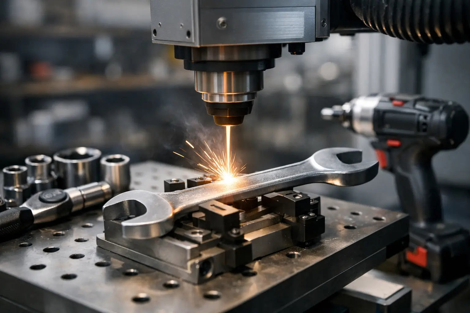 Werkzeugbeschriftung per Laser im Betrieb
