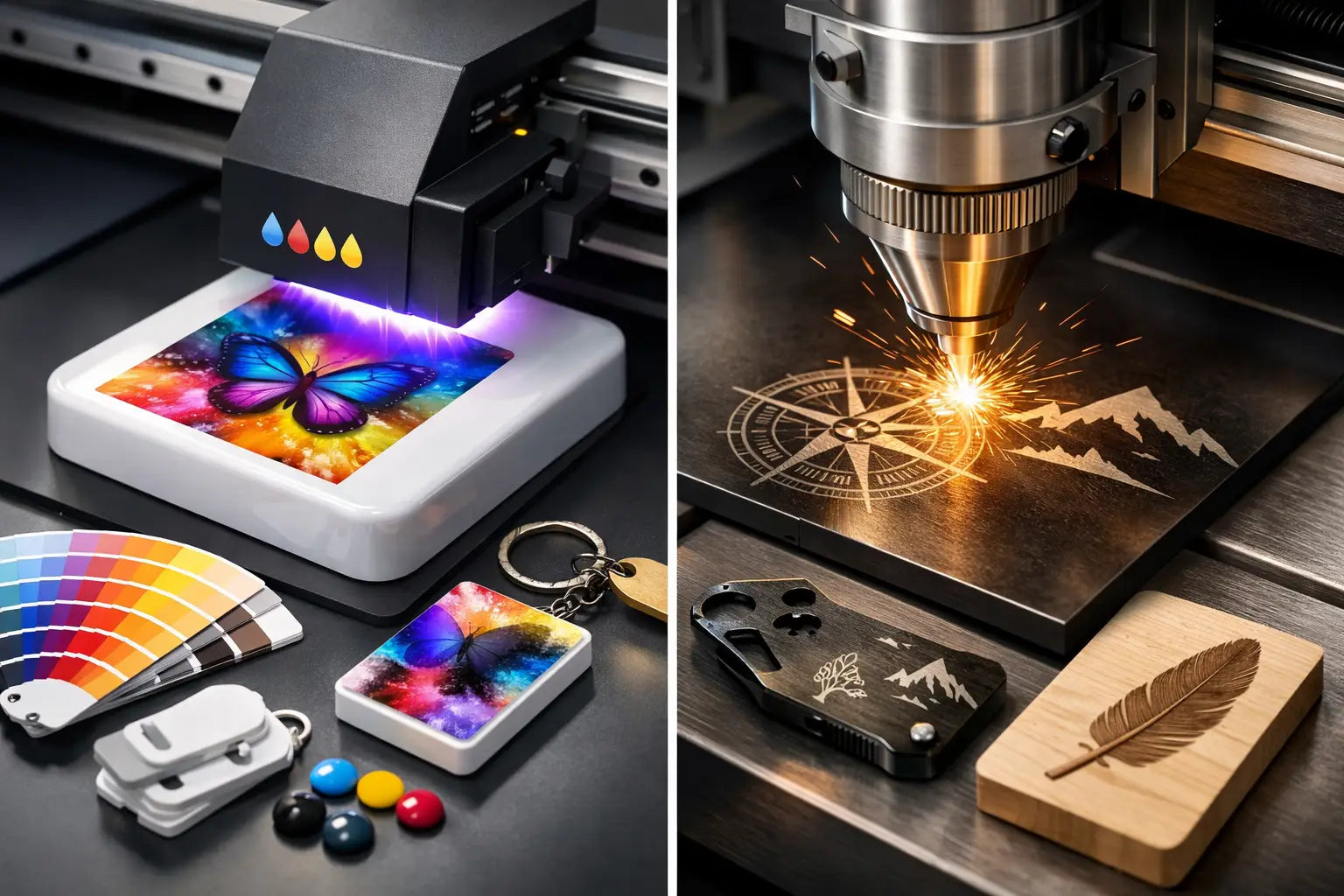 UV Druck versus Lasergravur: Was passt besser?