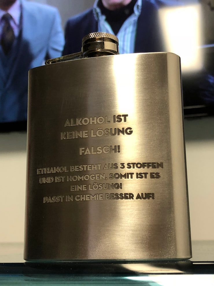 Stainless steel hip flask with engraving 190ml
