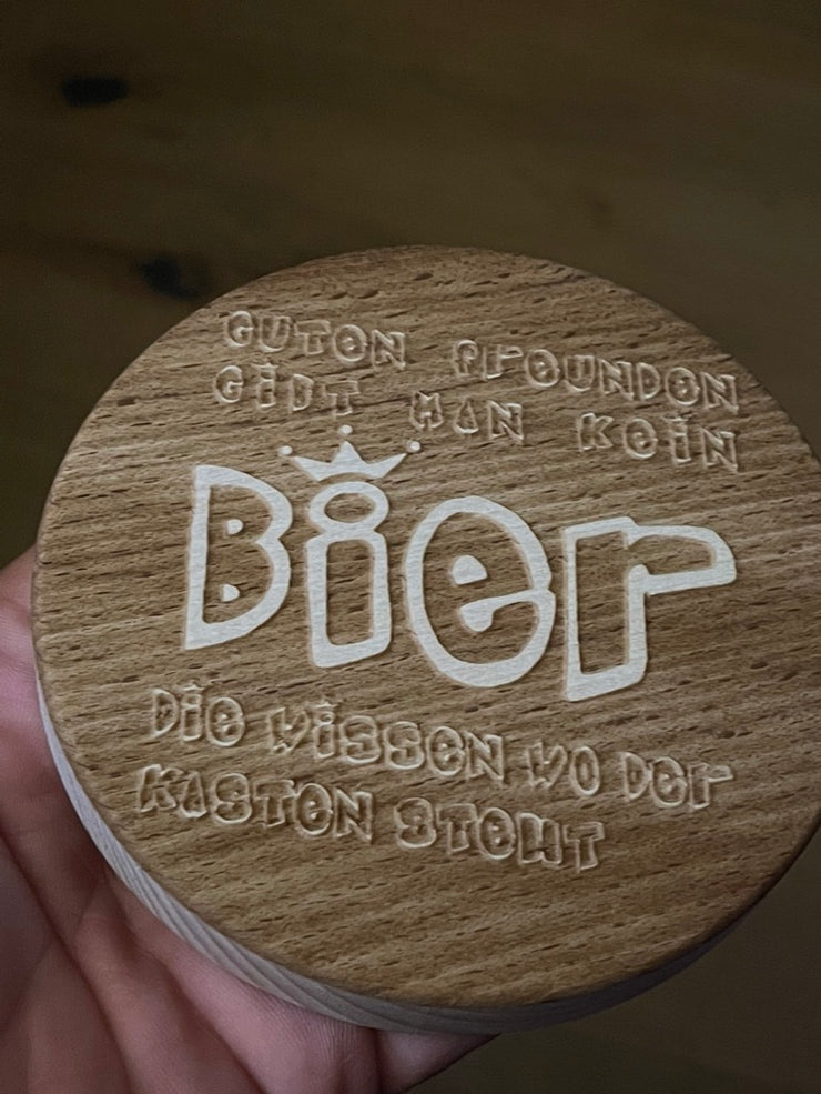 Beer mat made of solid beech wood with 10cm custom engraving