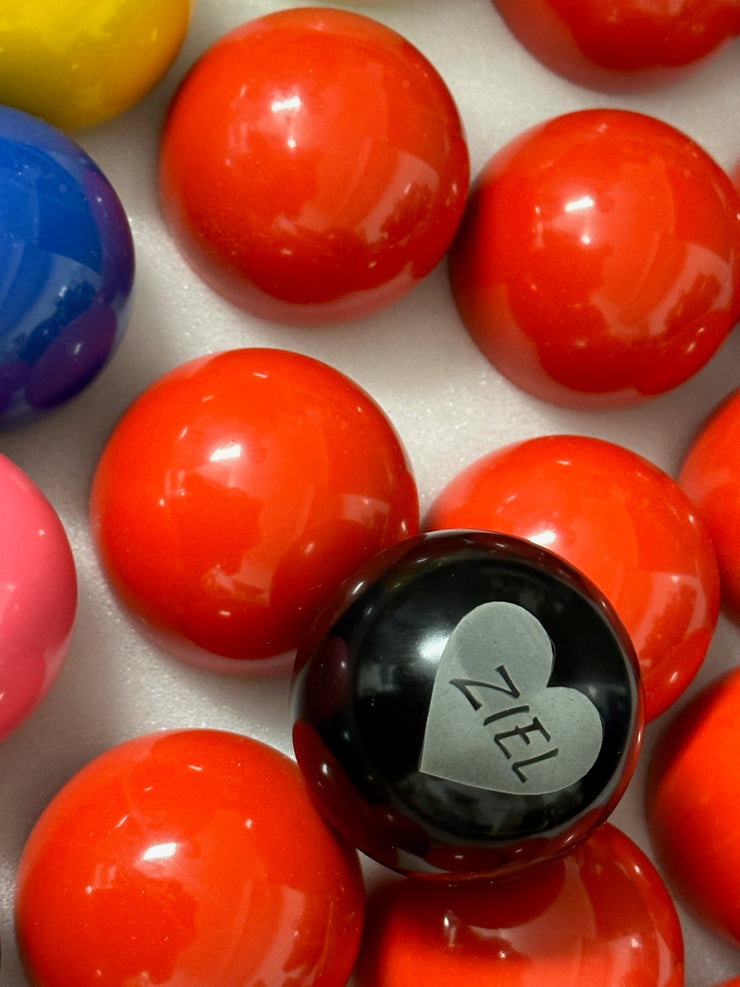 Aramid billiard ball with desired 3D engraving available in 52mm and 60mm