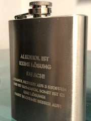 Stainless steel hip flask with engraving 190ml