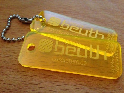 Schlüsselanhänger Lasercut | Acryl Anhänger a' 20Stk - Laserstern Beschriftungen - Lasergravuren